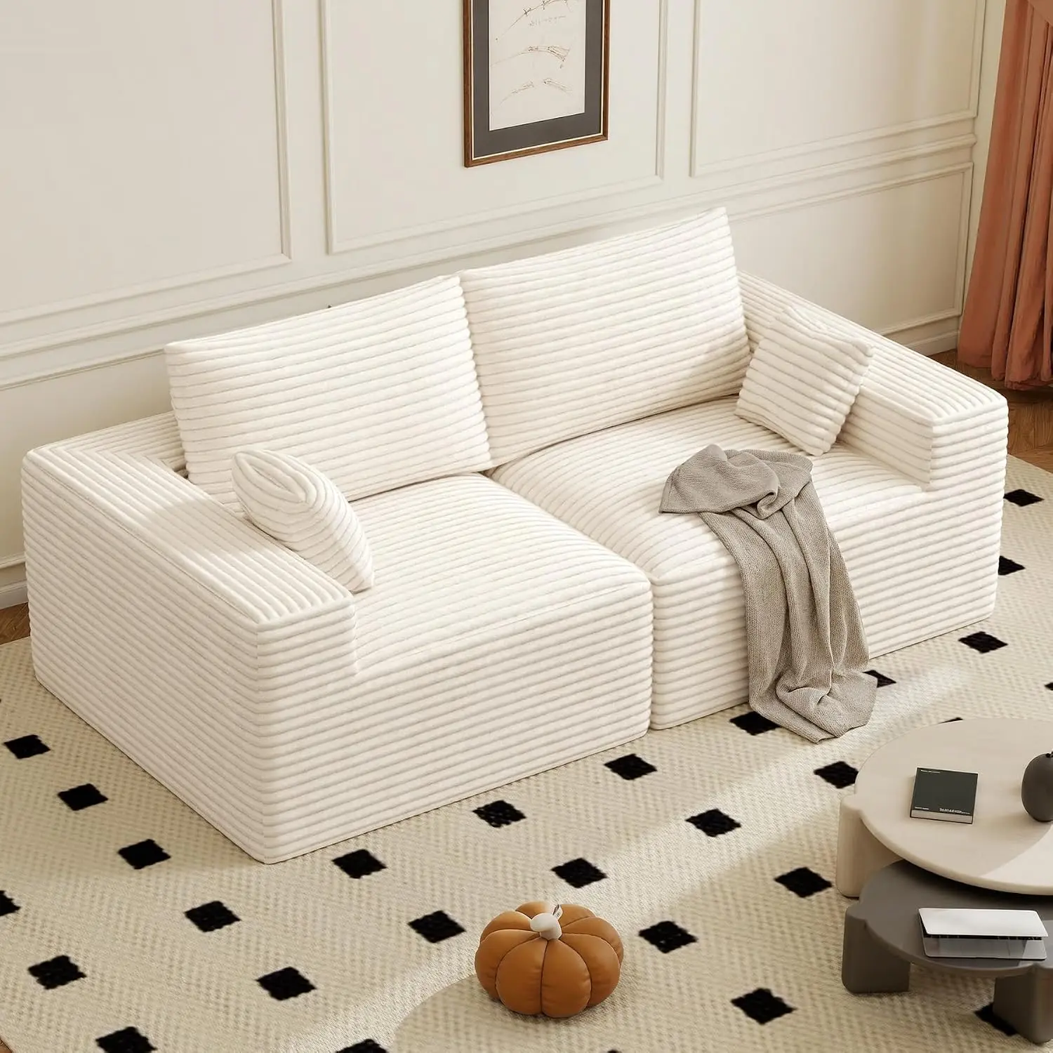 81'' Loveseat Sofa Modular Sectional 2 Seater Corduroy Oversized Living Room, Customized