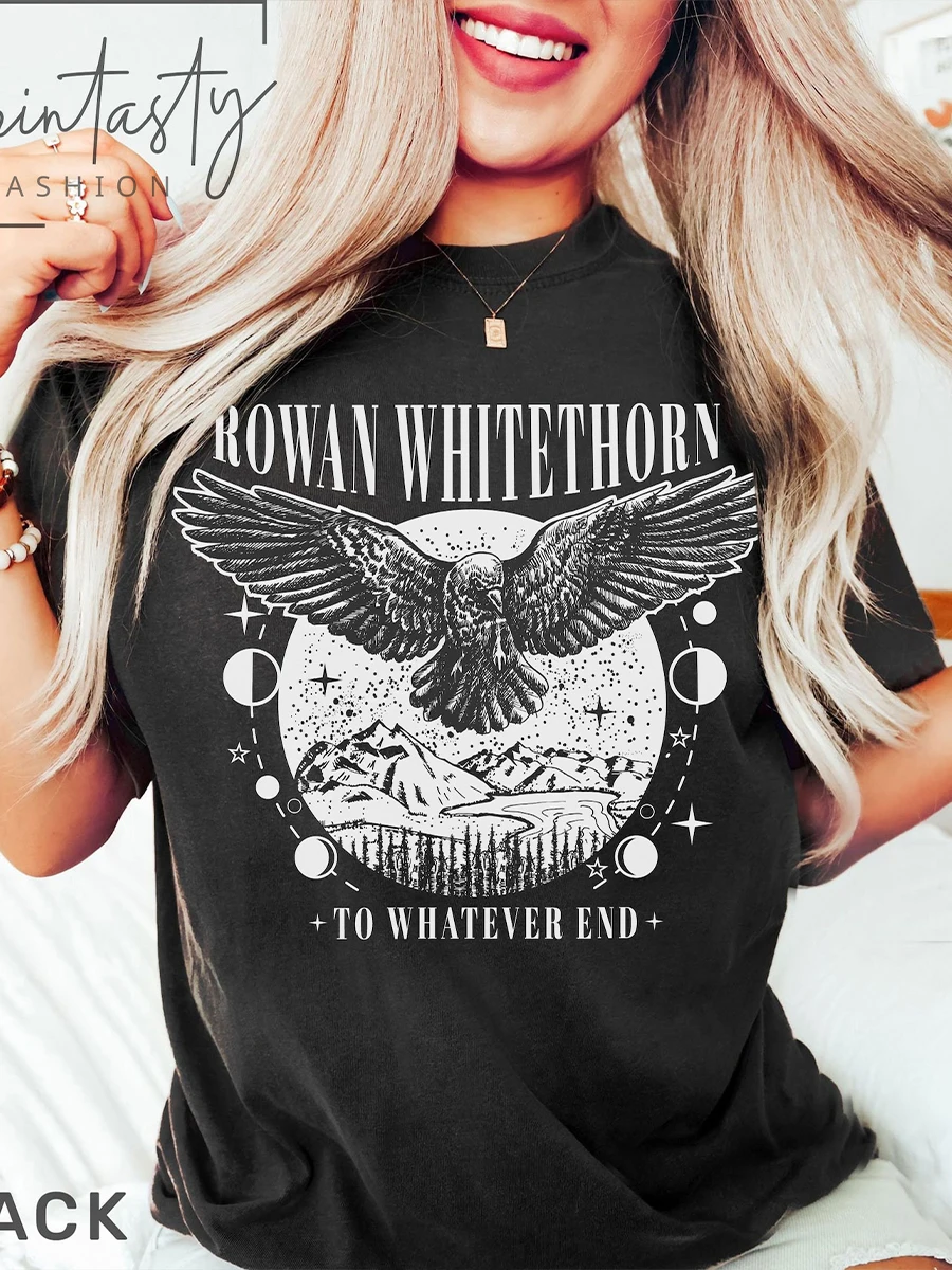 Original Design Rowan Whitethorn T-shirt Womam  Loose Vintage Short Sleeve T Shirt Female  O Neck Tees Streetwear