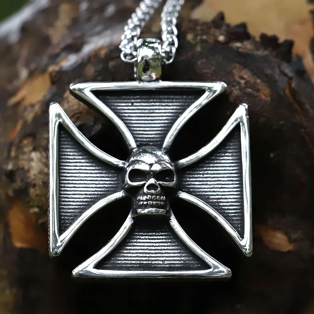 

NEW Men's 316L stainless steel fashion cross skull Pendant Necklace for teens Vintage for gift Jewelry free shipping