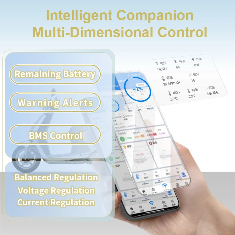 النمل BMS 10S-17S 40A 60A 80A 100A 48V 60V ل مركبة كهربية سكوتر LiFoPo4 ليثيوم أيون 18650 بطارية بلوتوث APP الذكية #4