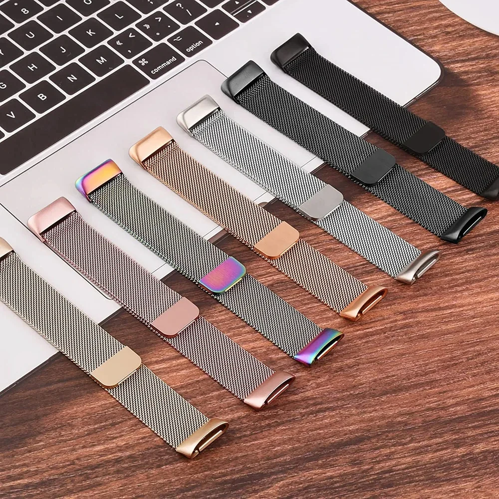 Metal Band For Fitbit Charge 5 6 Smart Wacth Mesh Magnetic Loop Sport Strap For Fit bit Charge 5 6 Bracelet Stainless Steel