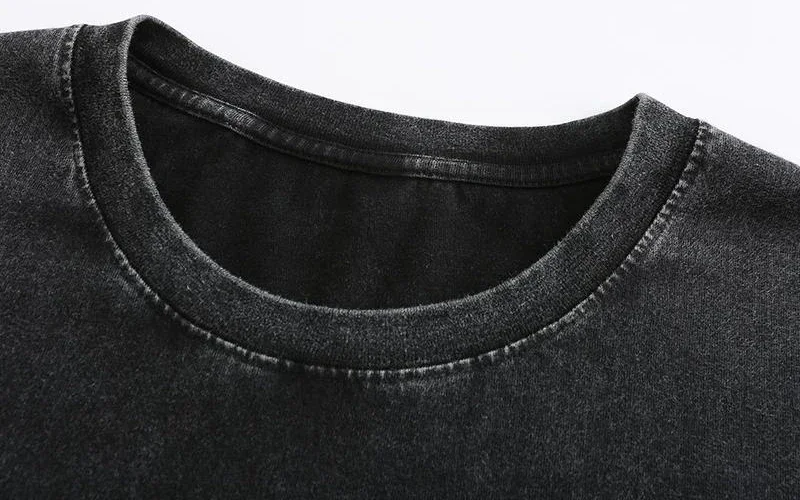 Maßgeschneidertes Retro T-Shirt Herren Mode Vintage-Design Gewaschenes Baumwoll-Kurzarm-T-Shirt Damen Harajuku Cool Street T-Shirt Top – Detail 4