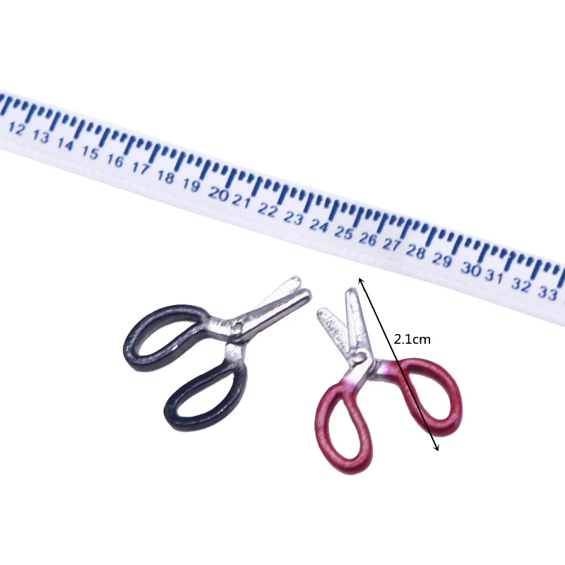 1Set Puppenhaus Miniatur Schere Maßband Modell Mini Simulation Schere Nähen Gauge Lineal DIY Dekor Zubehör