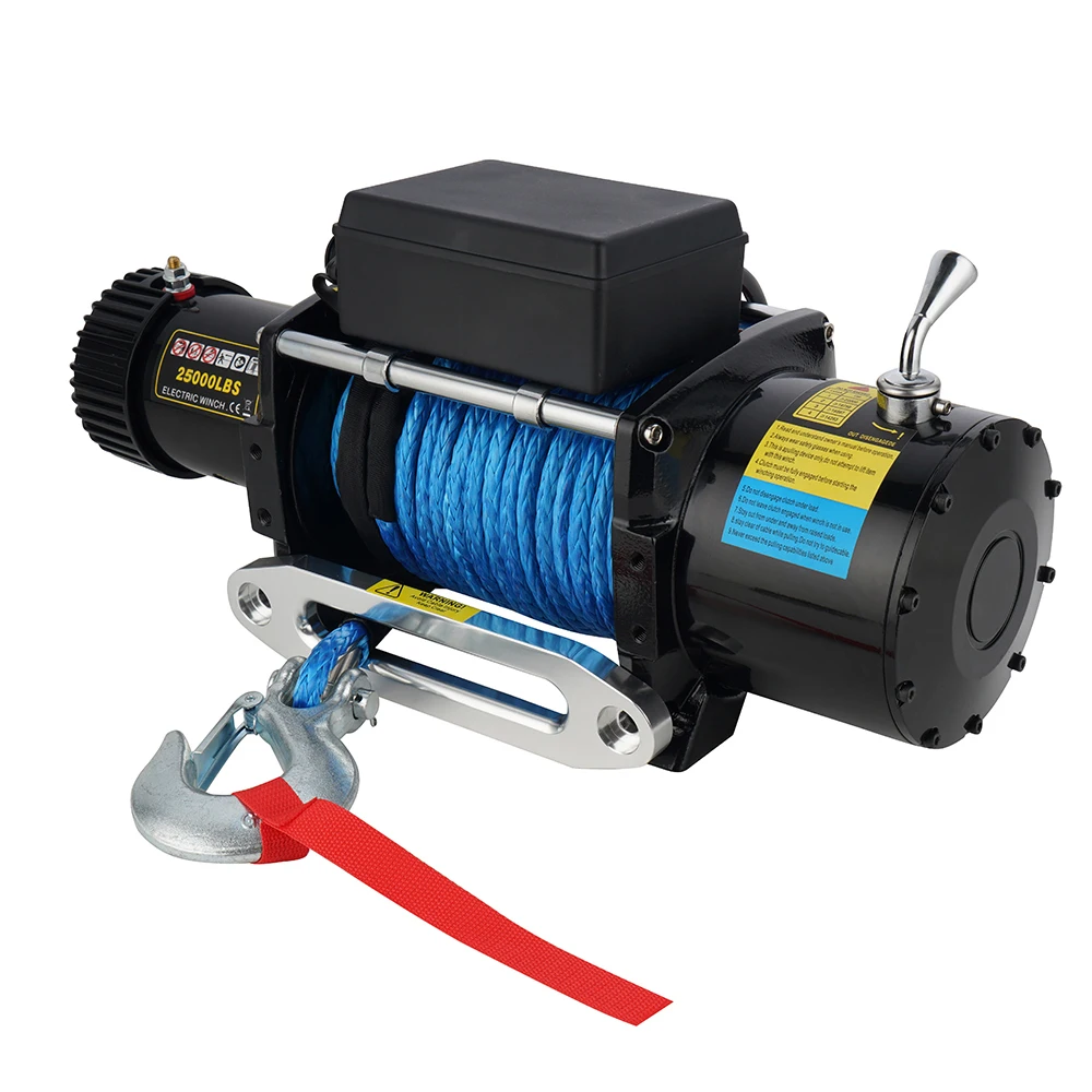 25000lbs 12V Synthetic Rope Electric Winch Waterproof Wireless Remote Control For SUV Car 4x4 Recovery Offroad