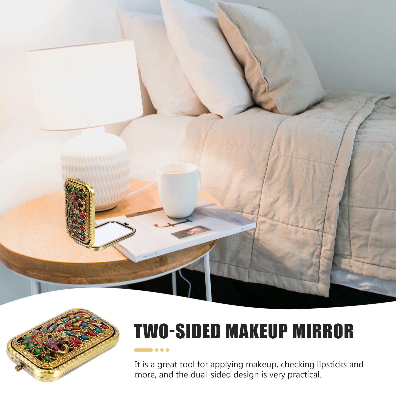 Vintage Metal Dual-Sided Compact Folding Makeup Mirror Small Portable Mirror for Women Portable Mirrors