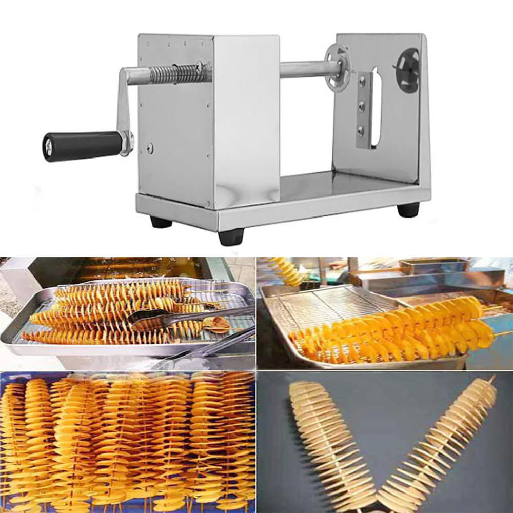 LOYALHEARTDY Manual Spiral Potato Slicer Fruit Twister Chip Cutter Kitchen Stainless Steel Potatoes Spiral Cutter