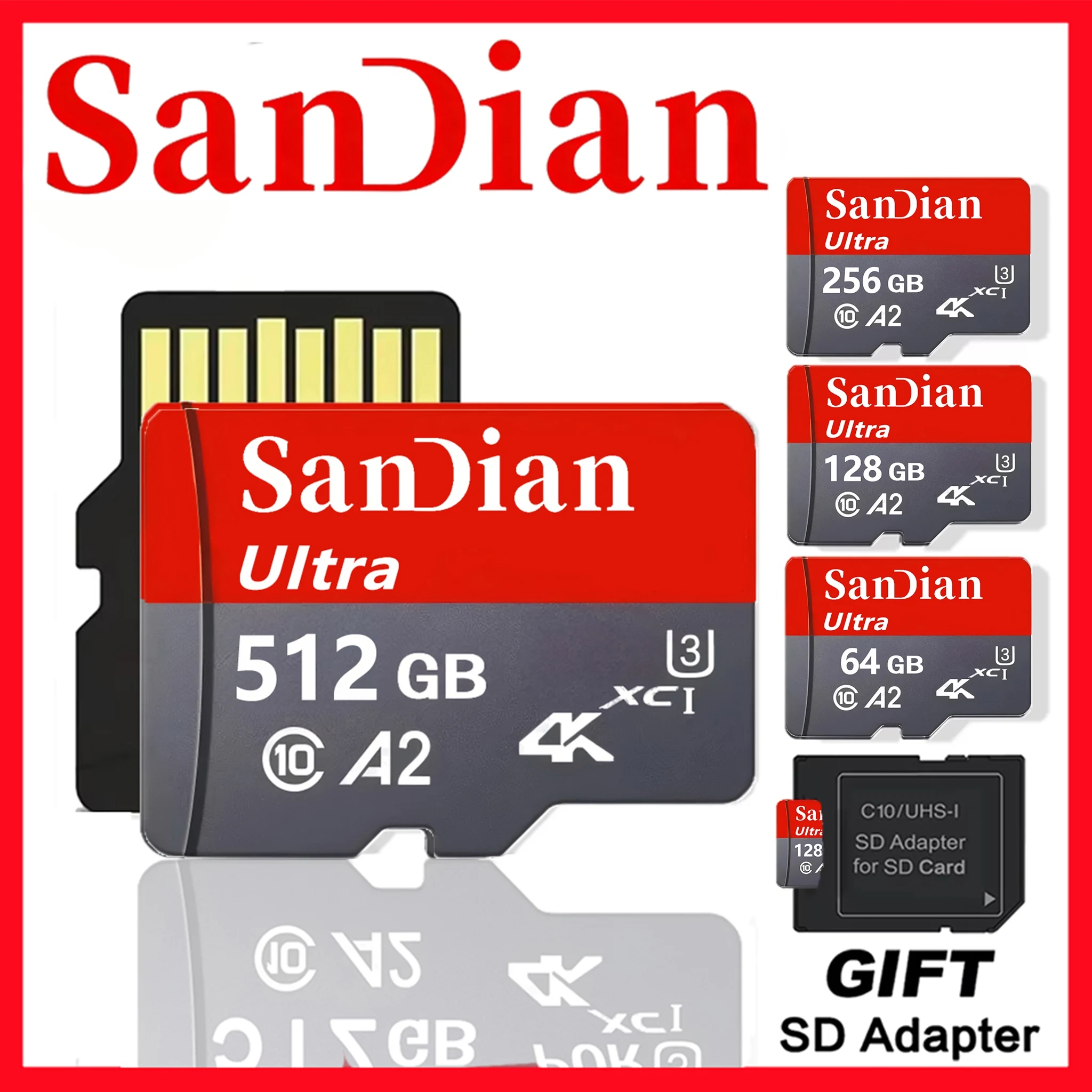 512GB 256GB 128GB 32GB Durable SD Cards Micro TF SD Card Memory Card TF Cards V30 for Driving Recorder/Smart TV/GPS/Router