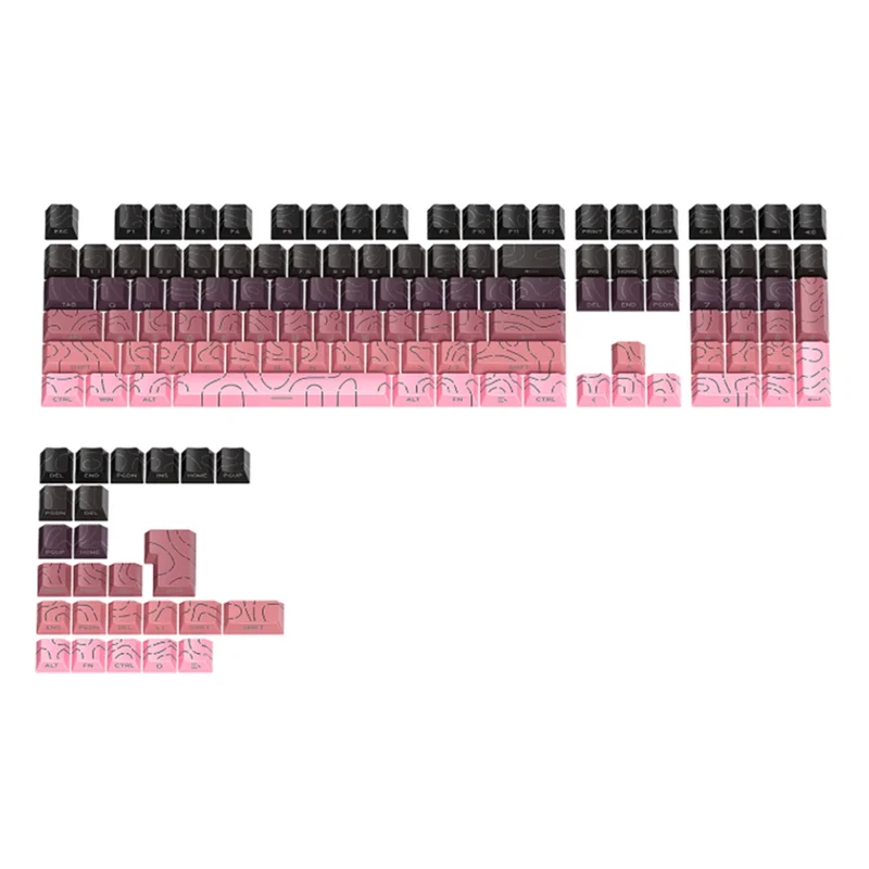 HJ-For MX Compatible Key Cap Set- Contour 4.0 Side Engraved PBT Translucent 133 Keys Gaming Mechanical Keyboard Keycaps