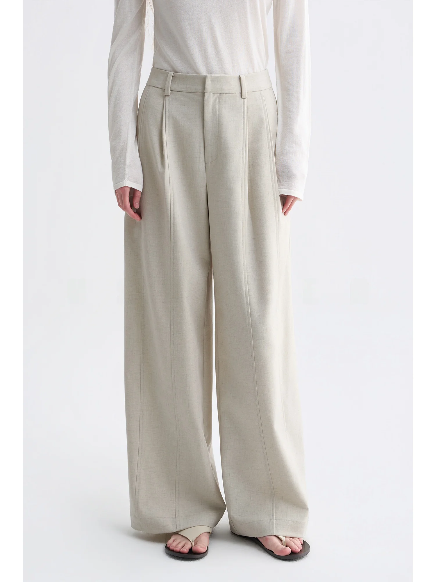 

USEEN Heavyweight 3D Slim High Waist Wide Leg Pants Women Loose Casual Long Trousers Polyester Fiber mat Sle