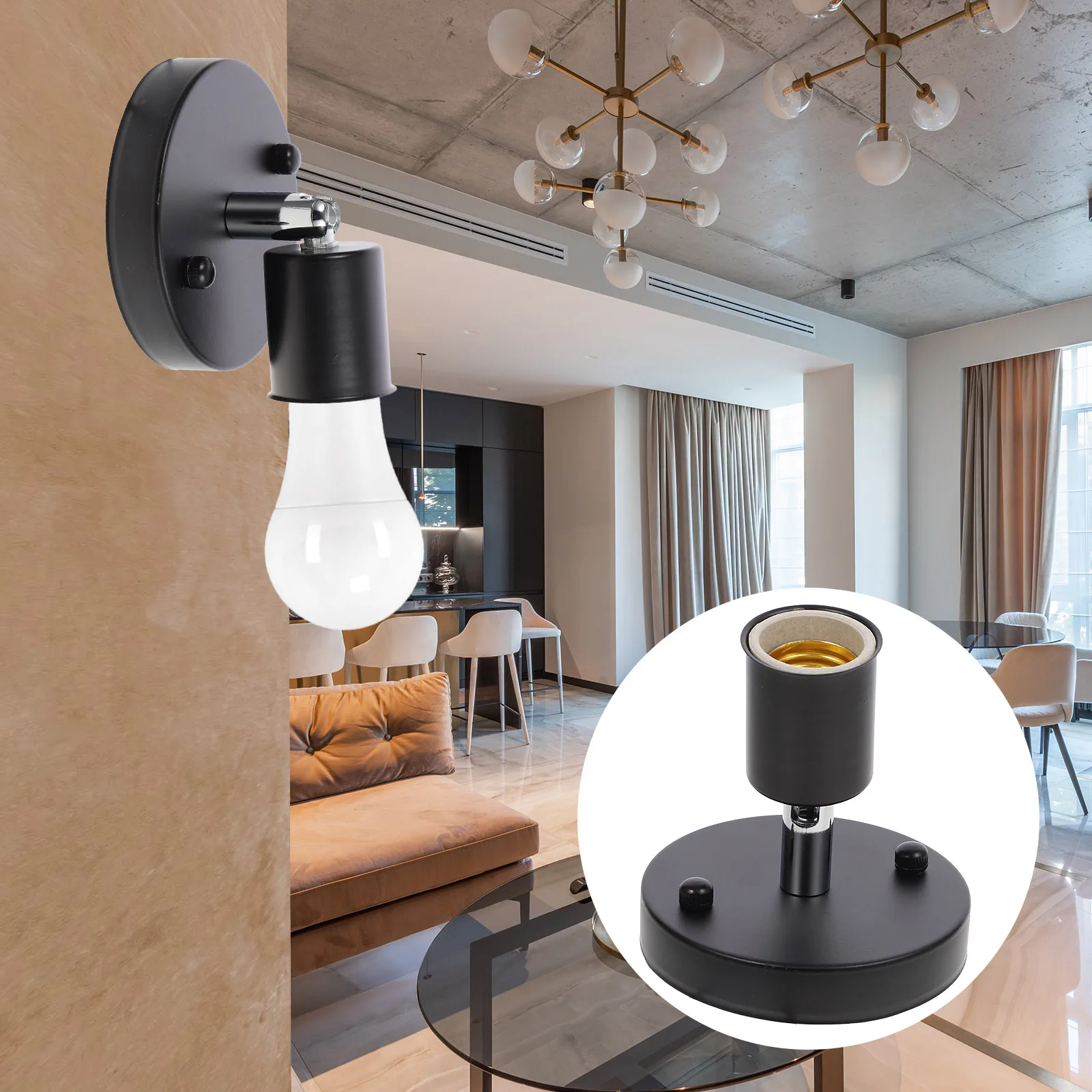 

E27 Rotatable Lamp Holder Wall Light Base Socket Compatible Bulb Fixture Pendant Screw Thread Industrial Style