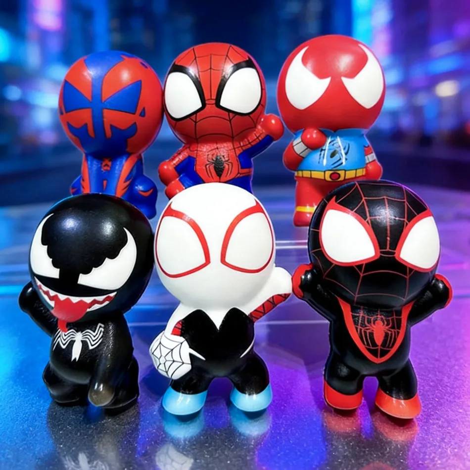 In Stock Spiderman Venom League of Heroes PU Slow Rising Stress Relief Squeeze Toy, Anime Ornament Fidget Toy Crunchy Squishies