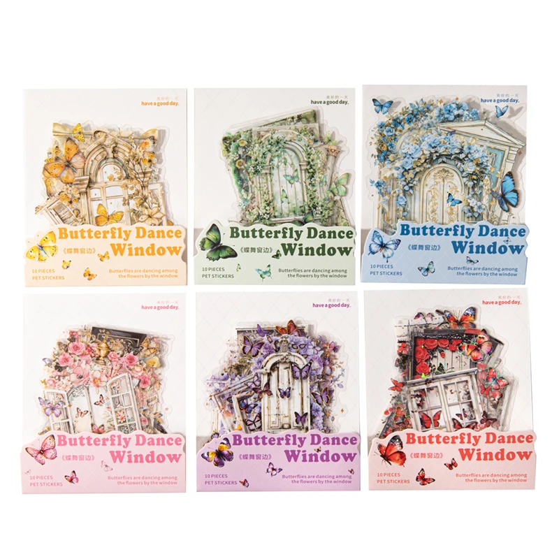 

6 упаковок/лот, серия «Бабочка танца окна», милая ретро-декоративная наклейка для домашних животных