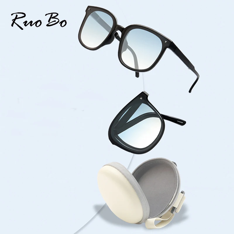 

RUOBO Retro Polarized Folding Sunglasses Women Vintage Eyewear for Men Designer Portable Foldable Fashion Eyeglass De Sol Mujer