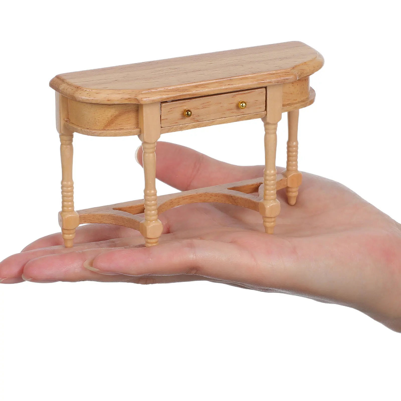 

Миниатюрный деревянный столик с натуральной отделкой, реалистичная мебель для кукольного домика, креативный декор для дома, аксессуары для кукольного домика, 4,7x2,9 дюйма