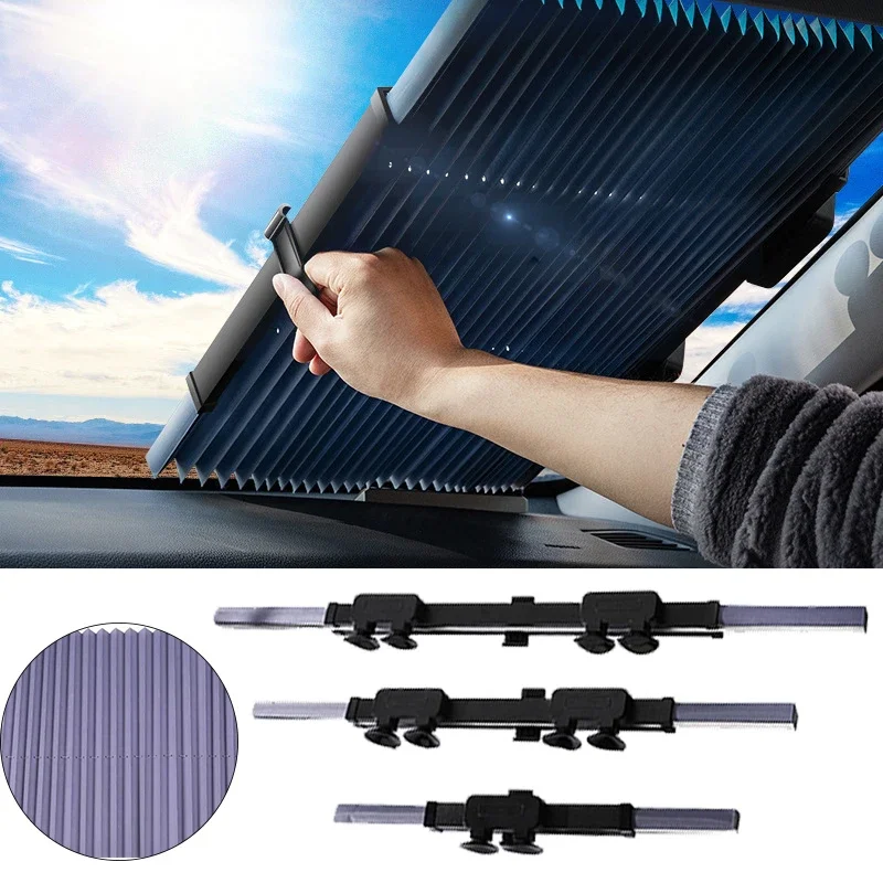 

Car Windshield Sunshade Curtain Retractable Set Front Rear Window Sun Shade Protector UV Reflective Film Auto Sun Visor Covers