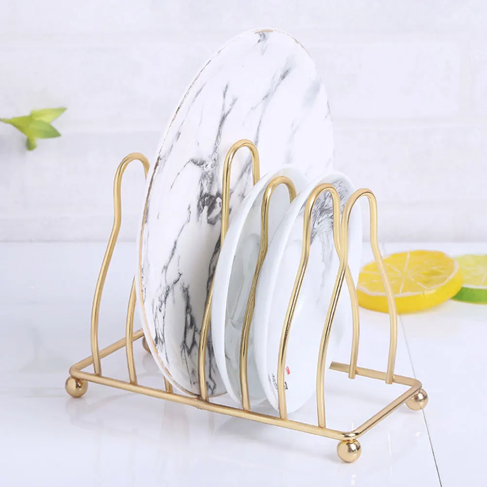 

Iron Dish Rack Plate Stand Golden Kitchen Accessory Countertop ganizer Wear Resistant Drainage Stable Household Storage