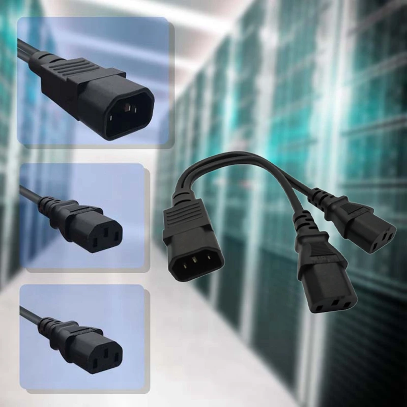 Cable de extensión de alimentación C14 a 2XC13, parte superior, cruce un punto, dos cables de alimentación para ordenadores, Ups