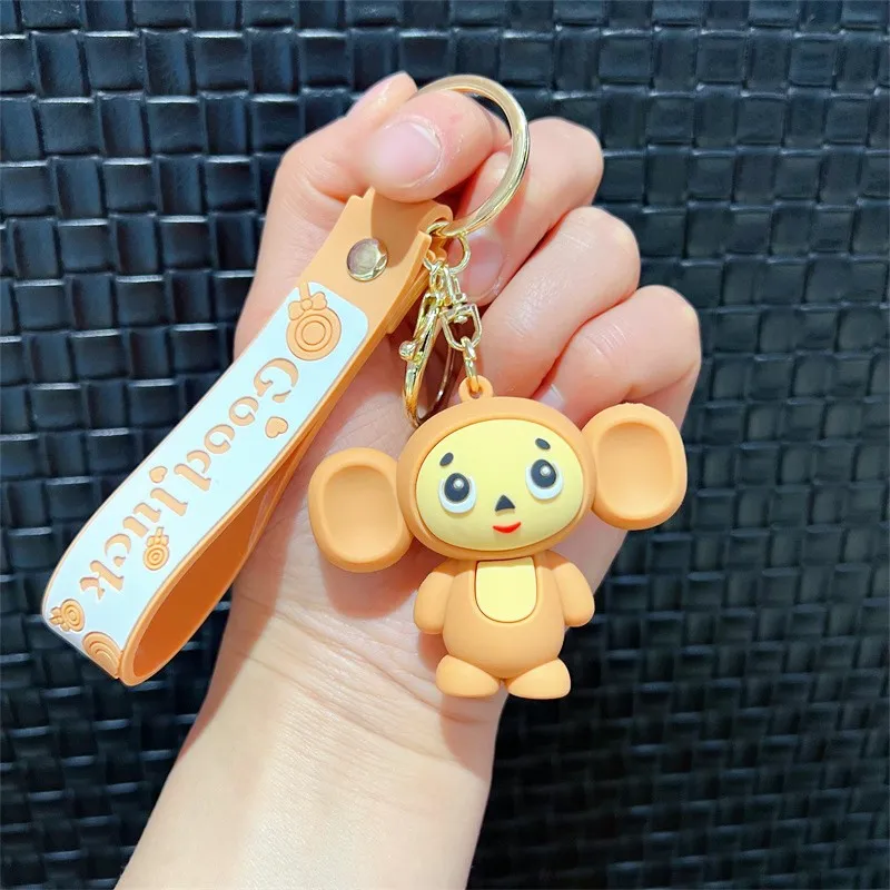 Creative Cute Soft Latex Monkey Doll Toy Keychain Cosplay Movie Cheburashka Trend Animal Widget Keyring Pendant Festival Gift