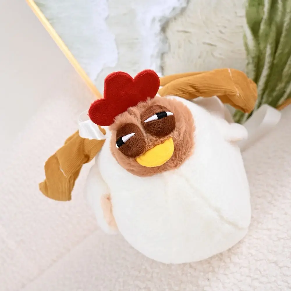 Bolso de felpa de pollo con forma de gallina esponjosa, correa de hombro ajustable de gran capacidad, bolso de hombro tipo bandolera, bolso práctico