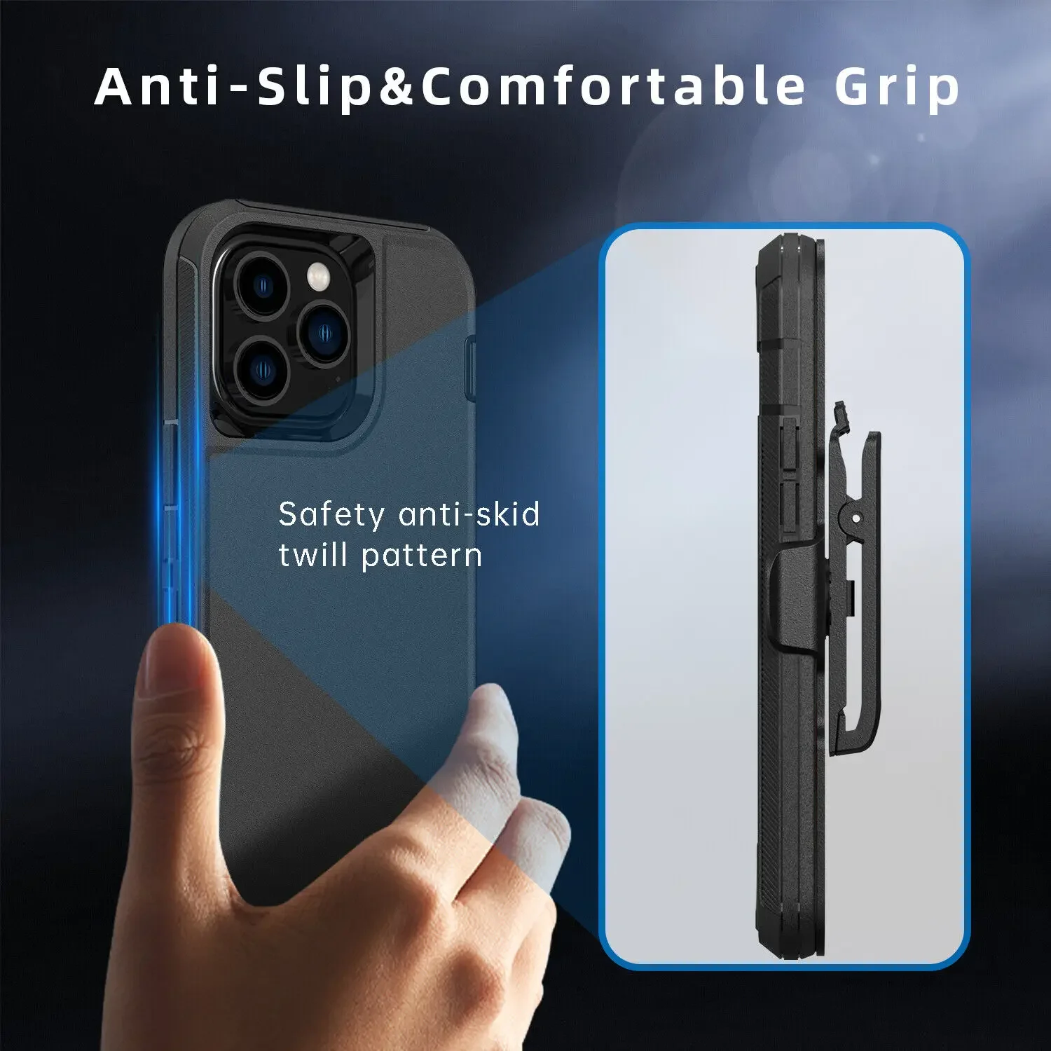 Funda de silicona a prueba de golpes para teléfono móvil, carcasa militar con Clip trasero para deportes al aire libre, iPhone 15, 14, 13, 12, 11 Pro Max