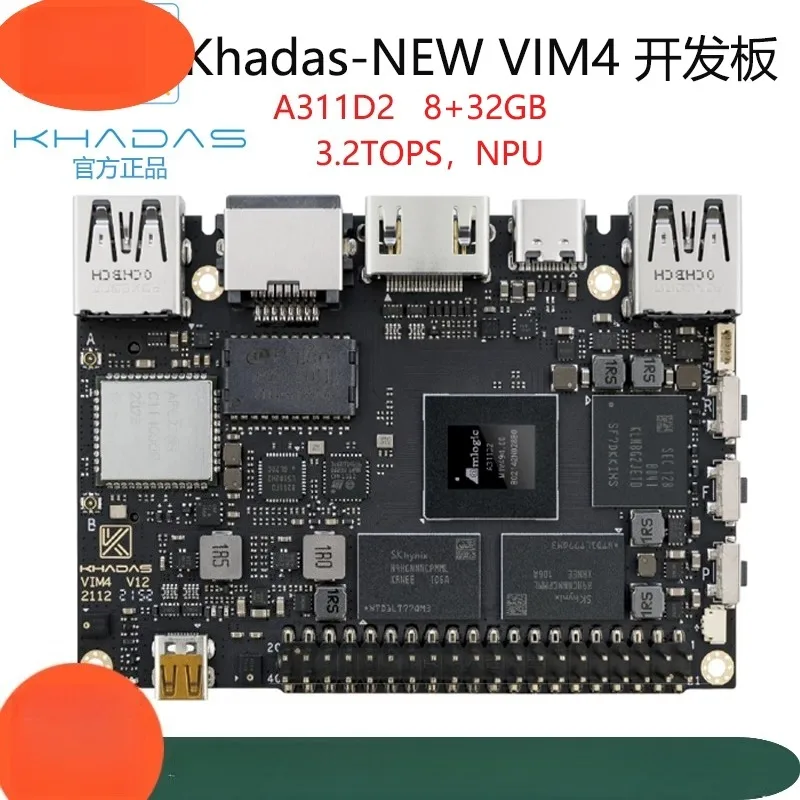 Khadas New Vim4 Development Board Jingchen Amlogica311d2 Npu 3.2 Computing Power Single Board Computer