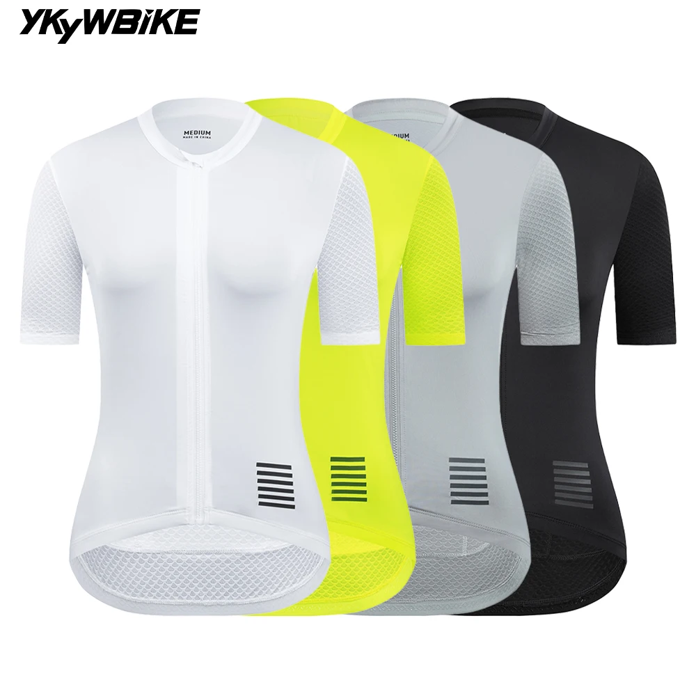 YKYWBIKE-Maillot de Cyclisme à Manches Courtes pour Femme, Slim, Respirant, pour Vélo de Route, Pro Team