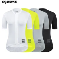 YKYWBIKE-Camiseta de ciclismo para mujer, camiseta ajustada de manga corta para bicicleta de carretera, ropa de ciclismo de equipo profesional transpirable