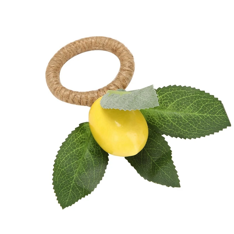 36Pcs Simulation Lemon Plant Napkin Ring Fruit Meal Buckle Hotel Model Room Napkin Ring Napkin Buckle Party Supplies