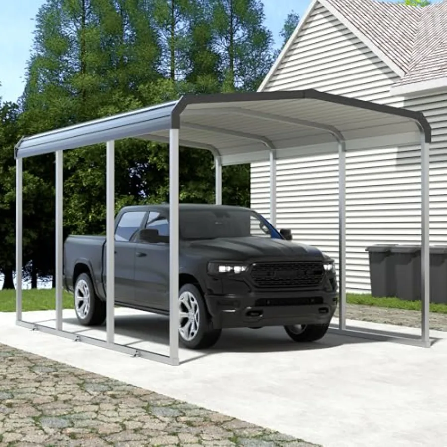 

Metal Carport, Heavy Duty Carport Canopy with Galvanized Steel Frame and Roof, Outdoor Storage Shed, Car Tent Garage Shelter fo