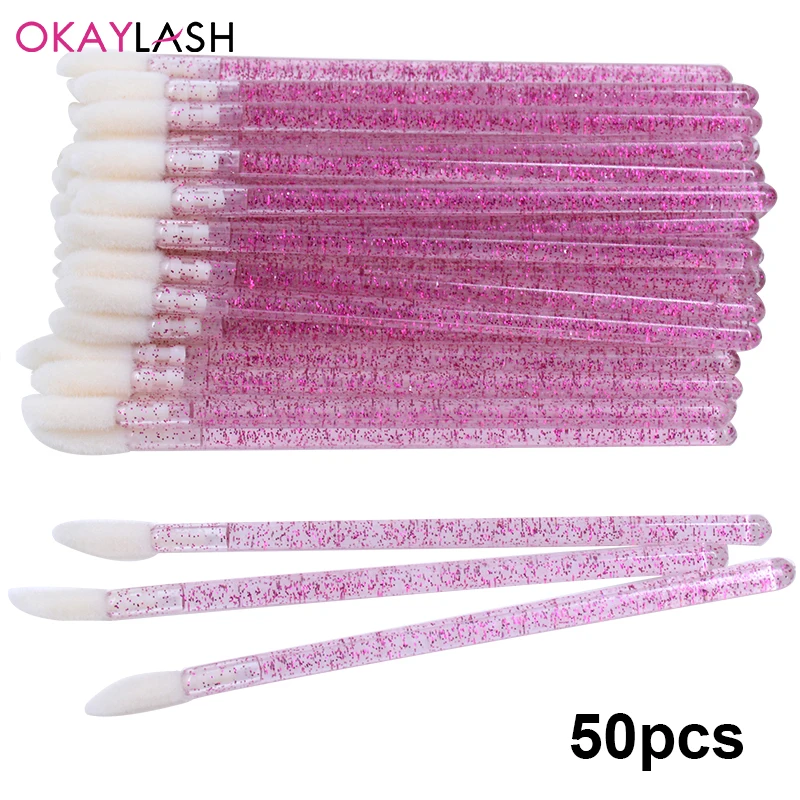 Okaylash Einweg-Glitzer-Lipgloss-Bürste, Wimpernverlängerung, Reinigungsbürsten, Kristall-Lippenstift-Applikatoren, Reiniger, Make-up-Tools
