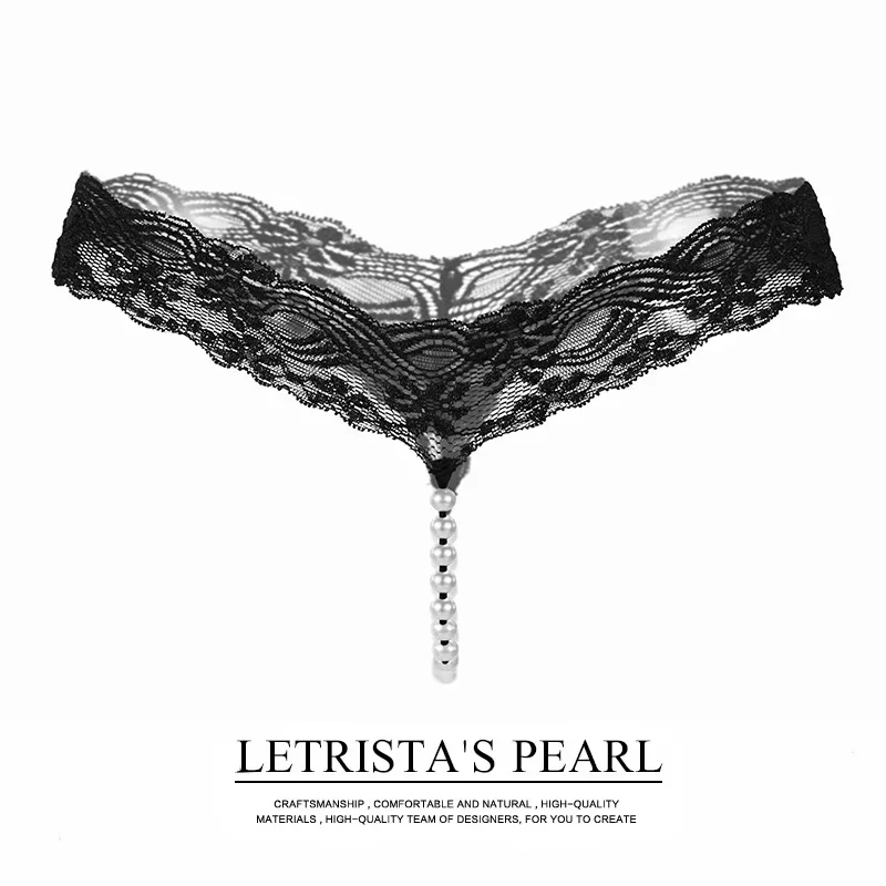 

Original Solid Color Sexy Lace T-shaped Pants Pearl Massage Panties Ladies Transparent Seamless Sexy Thong