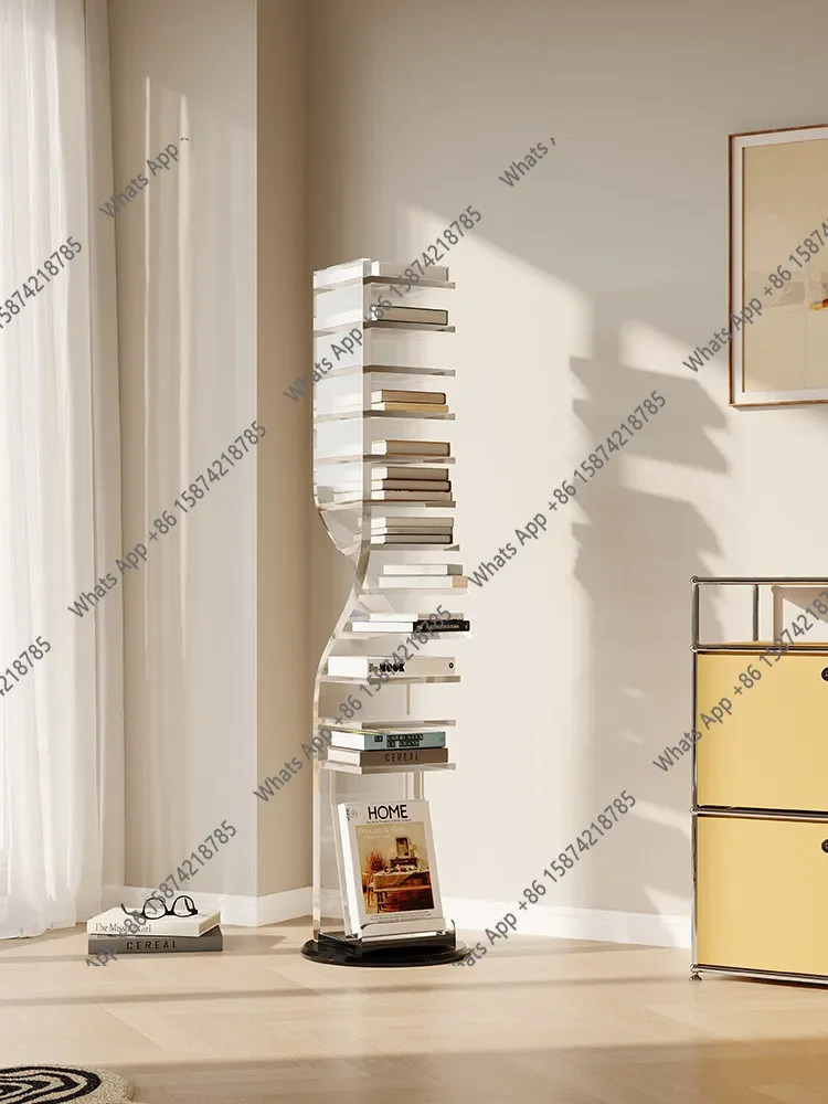 

Acrylic Transparent Bookshelf Floor-to-ceiling Study Creative Art Living Room High-end Lattice Shelf X