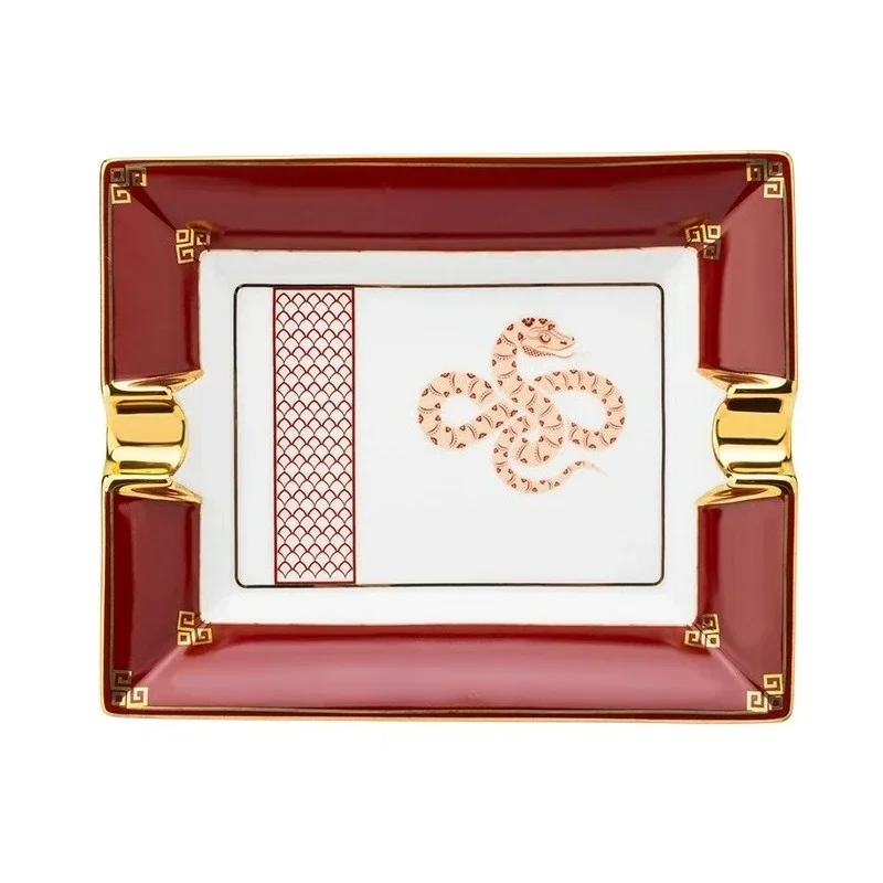 Cigar ashtray two-slot bone ceramic high-end fashion personalized smoke extinguisher