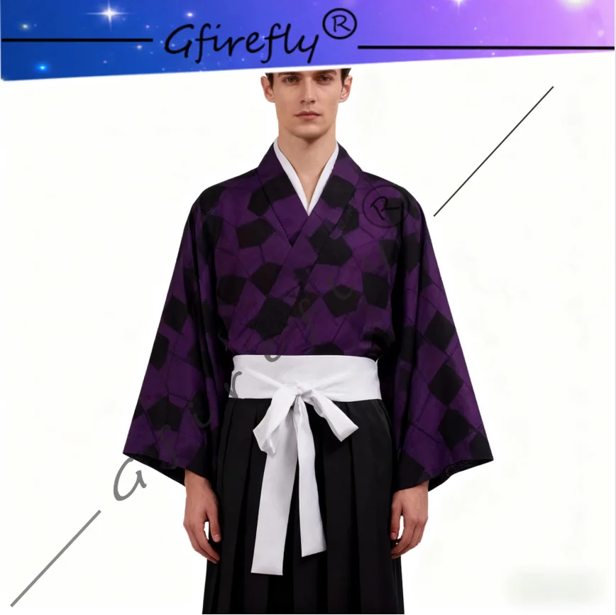 

Anime DemonSlayer Cosplay Costume, The Same Style Tsugikuni Michikatsu Purple Kimono Cosplay Costume for The Anime Exhibition