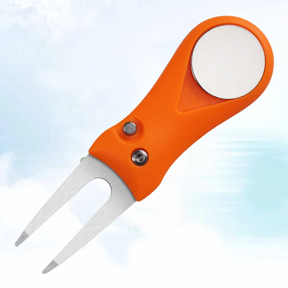 

Stainless Steel Grass Repair Tool Divot Tool Fork ABS Plastic Handle Folding Fork Training Tools (Orange)