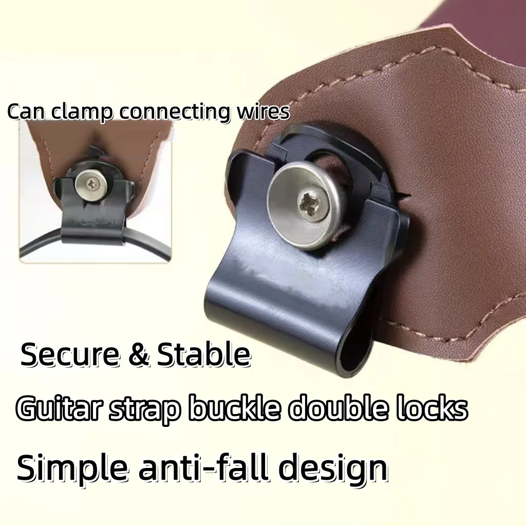 2Pc Double Locking Guitar Strap Locks No-Slip Security Fastener for Acoustic Electric Bass Strap Locks Easy No-Tool Installation