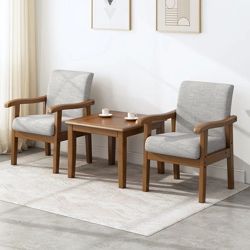 

Balcony small tea table chair one table and two chairs combination solid wood sofa chair armchair meeting negotiation chair