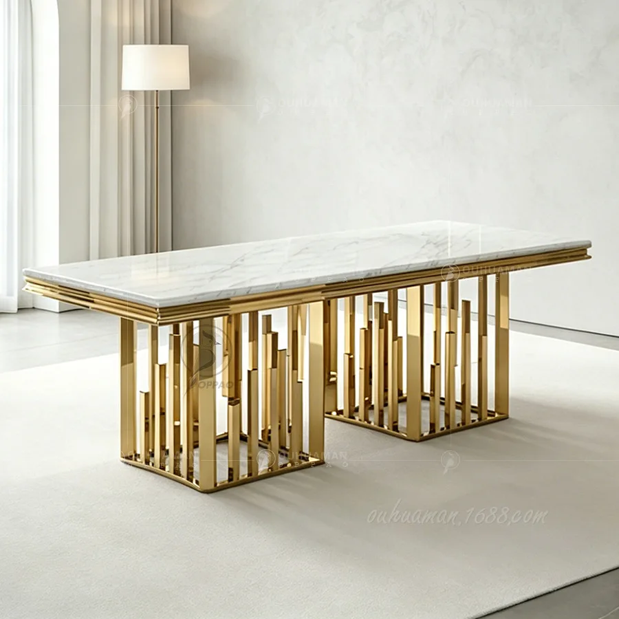 LMM light luxury marble dining table and chair combination household size rectangular dining table