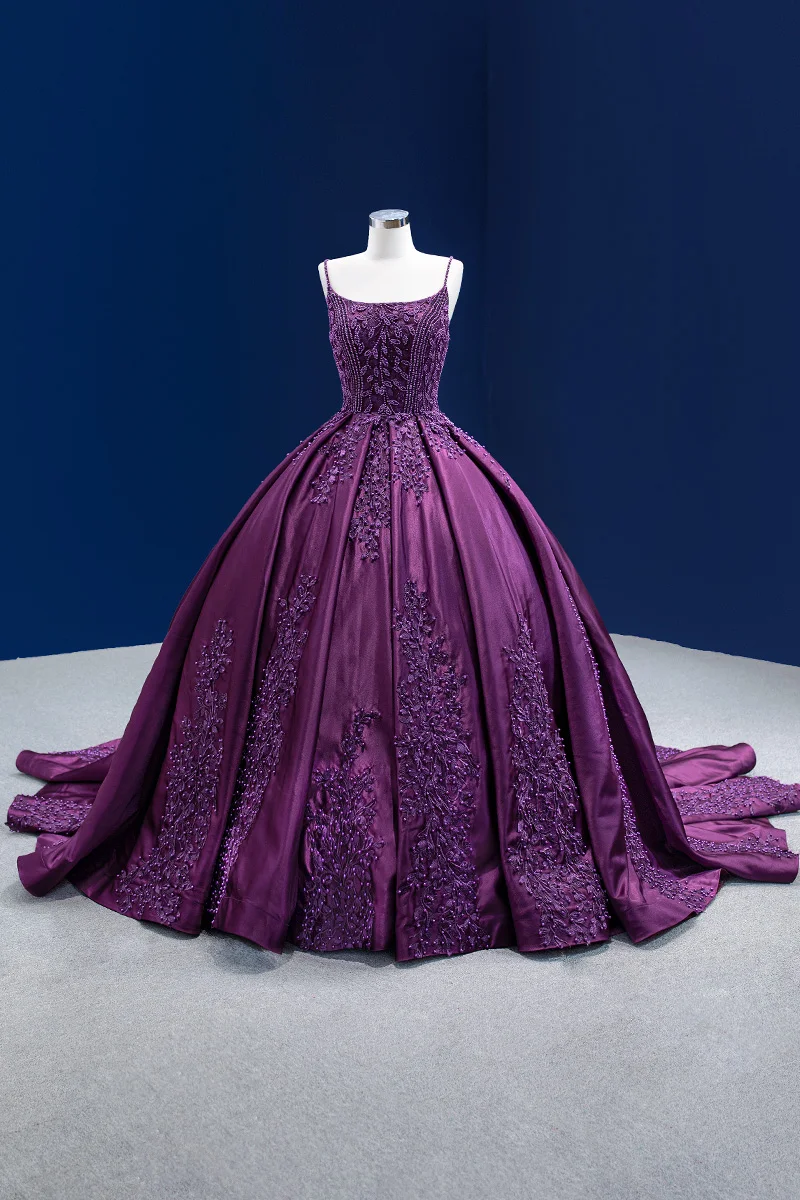 Purple Charro Quinceanera Dresses Ball Gown Spaghetti Straps Appliques Pearls Puffy Mexican Sweet 16 Dresses 15 Anos