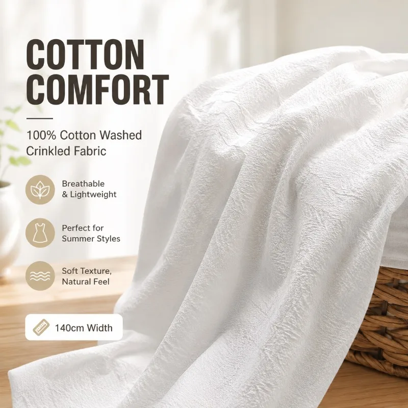 Washable Cotton Fabric Backdrop Cloth Soft Dress Sewing Textile Garment Imitation Linen White Blank Cloth for Studio Shooting