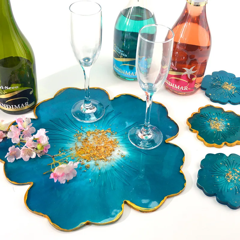 

Silicone Molds for Coasters, UV Epoxy Resin Mould, Flowers Tray, Cup Mat, DIY Crafts, Table Decoration Supplies, 1Set