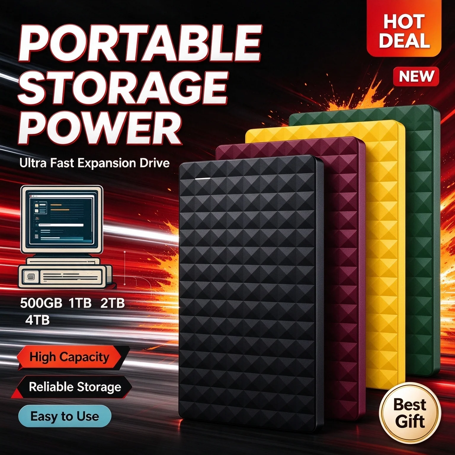 For Laptop Internal Storage 2026 High Speed 2.5 Inch 4TB Expansion Portable External Hard Drive USB3.0 Ultra External