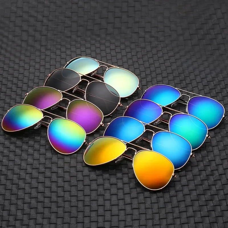 New Double Bridge Aviation Sunglasse Woman Aviat Alloy Frame Polit Mirror Sun Glasses Female Male UV400 Eyewear for Men