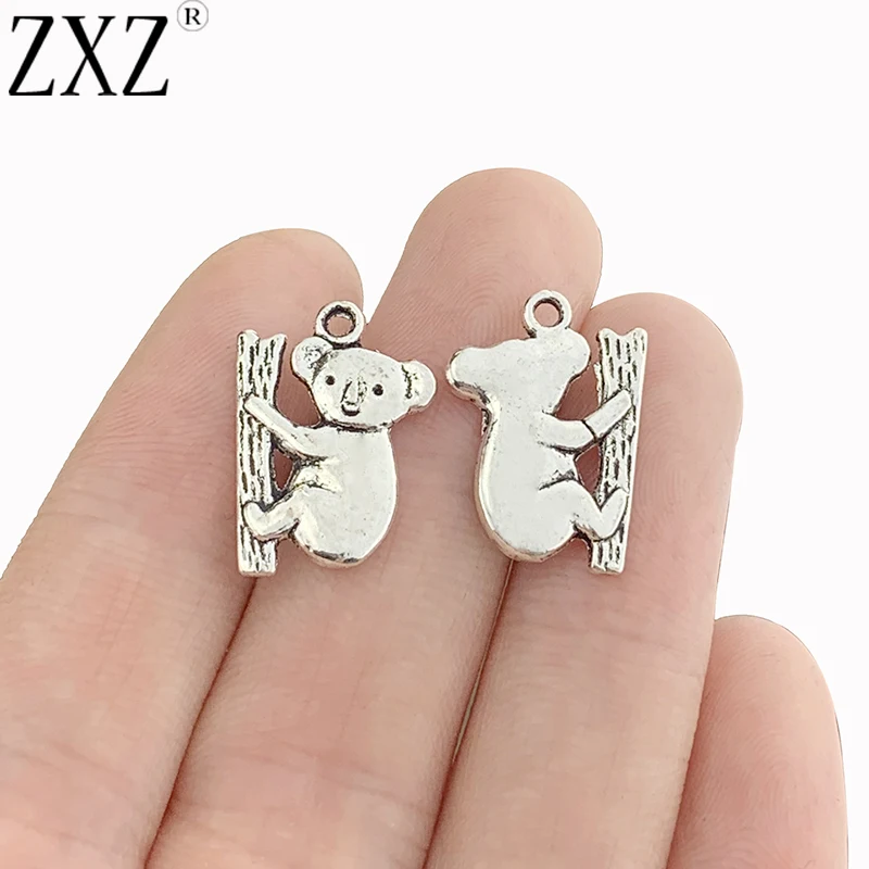 ZXZ 20pcs Antique Silver Color Koala Bear Charms Pendants Beads for Bracelet Necklace Jewelry Making Accessories 20x14mm