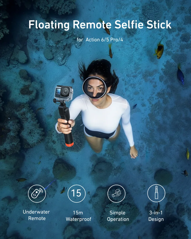 Telesin onderwater selfie stick statief met afstandsbediening_voghion.com