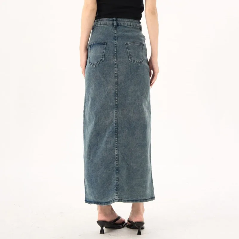 ANJY Summer New Women American Retro Denim Skirt Distressed Split Ruffles Asymmetric Streetwear Elegant Stylish Y2K Skirts A8888