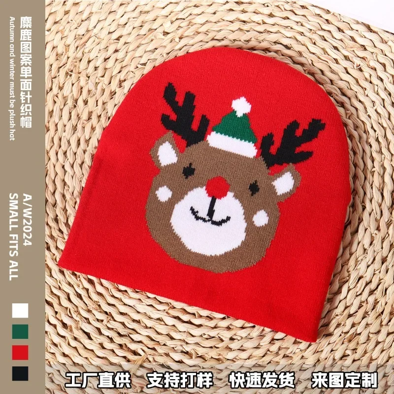 Women Hat for Boy Dome Christmas Hats Jacquard Domo Keep Warm Winter Hats Child Knitting Wool Decorate Eavesless Couple Activity