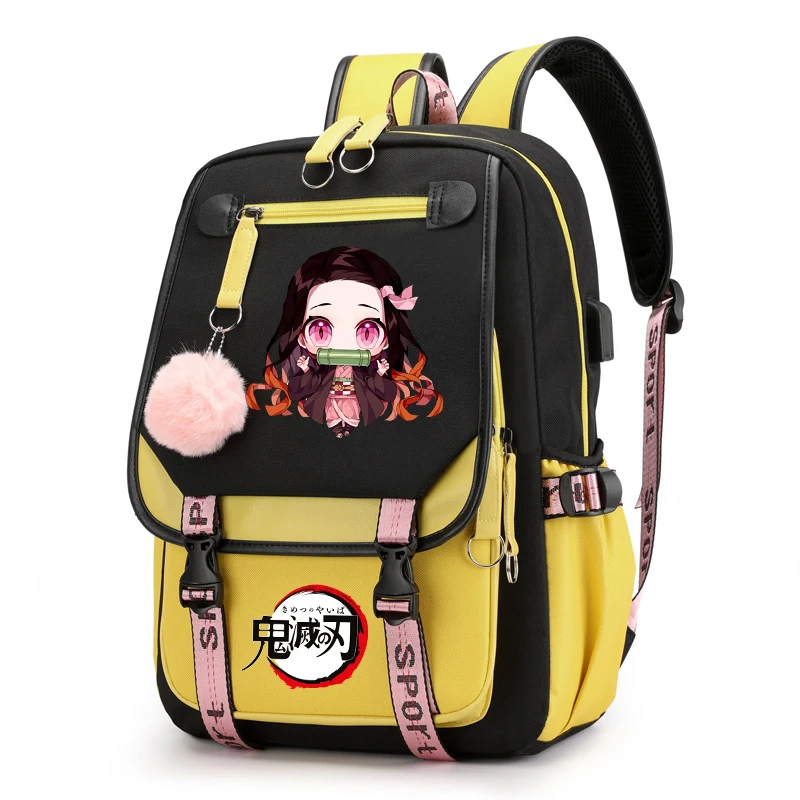 Demon Slayer Backpack Teenage Girls Laptop Rucksack Student Canvas School Bags Kimetsu no Yaiba Nezuko Schoolbag Fashion Mochila