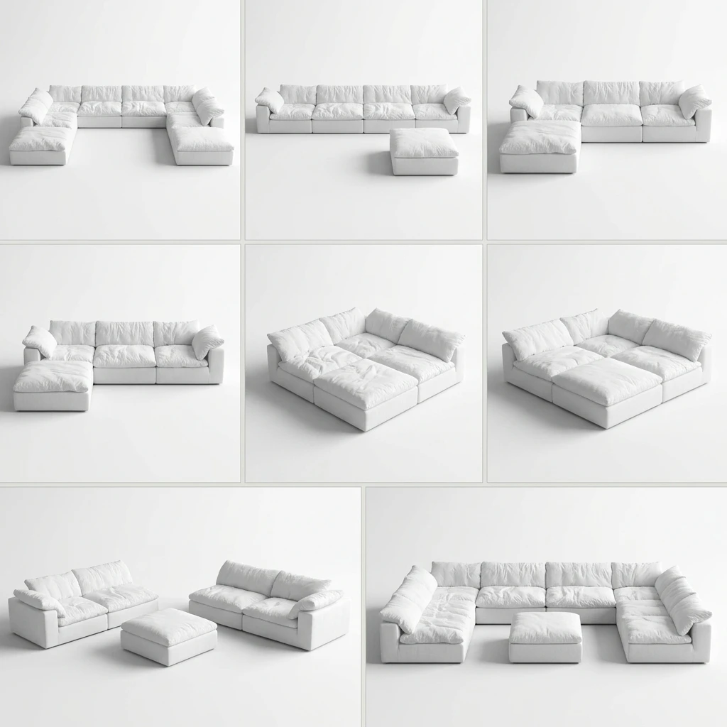 Cloud Modular Compression Sofa Vacuum Packed | Curved Sectional