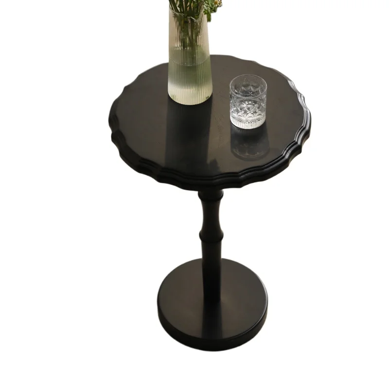 

American retro solid wood round small coffee table sofa corner, several antique tea tables small apartment